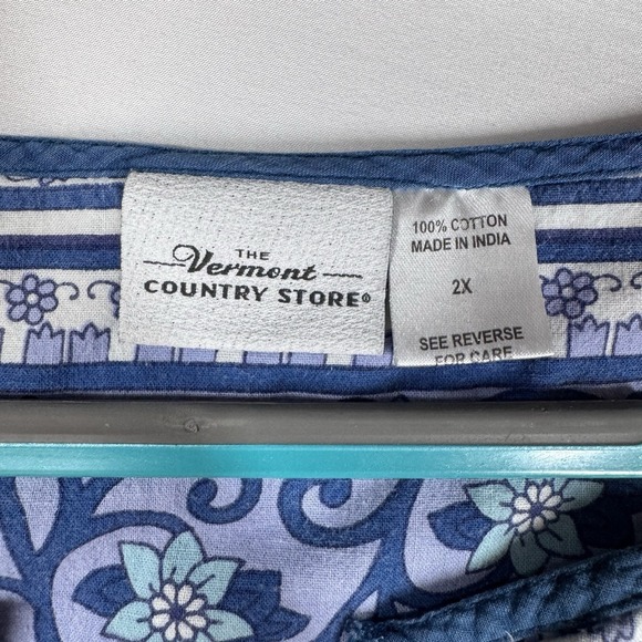 Vermont Country Store Blue Floral 100% Cotton Nightgown 2XL 2X Boho Cottage - Picture 5 of 9